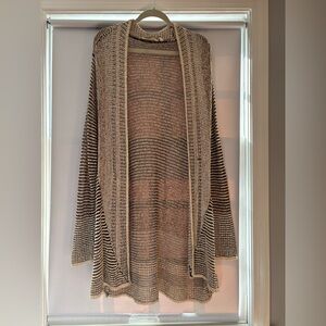 Soft Surroundings Black and Cream Striped Cardigan
